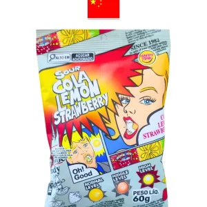 Bala Super Sour Candy Mix Strawberry, Lemon e Cola 60g